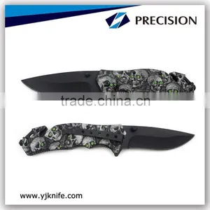 Skull Zombie Slayer Grip Handle Assisted Openning Rescue Pocket Knife With Glass Breaker thumbnail-1