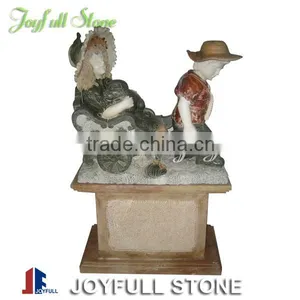 Boy and Girl Marble Garden Statue Carving thumbnail-1