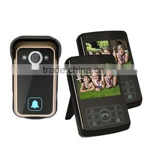 New Motion Detection Wireless Video Door Phone for Villa Intercom System 1 Outdoor Camera Connect With 2 Monitors thumbnail-1