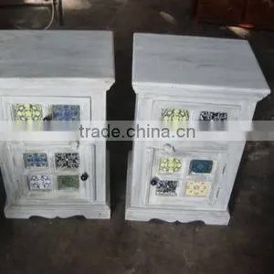 VINTAGE WOODEN BED SIDE CABINET thumbnail-1