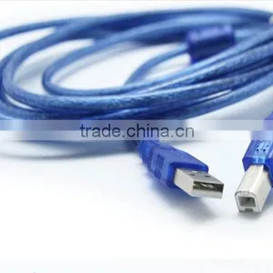 1M USB2.0 Cable Male to B Male Transparent Blue Model thumbnail-2