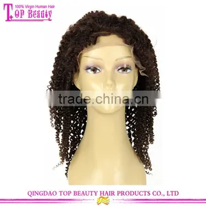 7A Grade Virgin Brazilian Hair 180% Density Kinky Curly Silk Top Human Hair Lace Front Wigs With Bang thumbnail-1