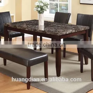 China Cheap Modern Marble Top Wood Base Dining Table and Chair Set thumbnail-1