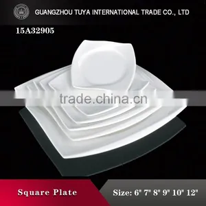 Popular Restaurant Crockery Dinnerware Ceramic Serving White Porcelain Square Plate thumbnail-1