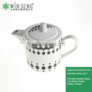 Fine Porcelain Modern Black And White Dotted Pattern Teapot Set WS1059-CF021-231T thumbnail-1