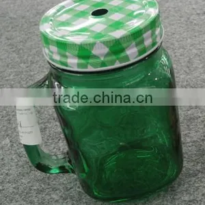 China Manufacturer Green Glass Mason Mug With Handle thumbnail-1