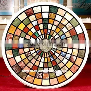 Medalion Style Marble Inlay Table Top Designer Table Top thumbnail-1
