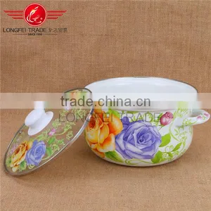 Beautiful Design Enamel / Ceramic Kitchen Nonstick Cookware Pot Set With Glass Lid thumbnail-2