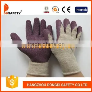 DDSAFETY Beige T/C Linner Magenta Latex Coating Safety Cotton Industry Gloves thumbnail-1