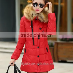 2016 New Women's Thicken Hooded Fur Collar Long Women's Parka Coat thumbnail-1