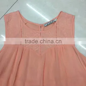 China Embroidery Fashion Women Chiffon Tops Garment Stock Lot thumbnail-3