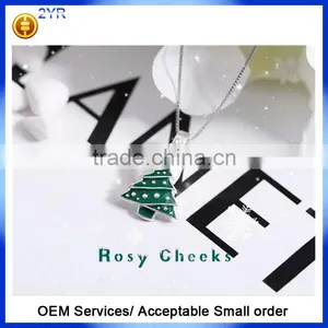 China Wholesale 925 Sterling Silver Fashion Chain Christmas Tree Deer Hat Pendant Necklace thumbnail-1