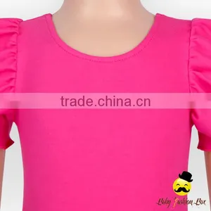 Summer Hot Pink Plain Kids Flutter Sleeve Infant Cotton Baby Girl Bodysuit One Piece Teenage Swimwear thumbnail-2