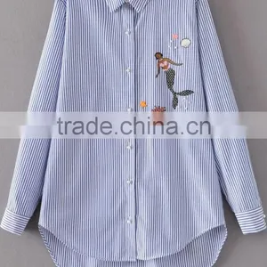 Runwaylover EY2369B 2017 Women Fashion Embroidery Stripe Blouse thumbnail-4