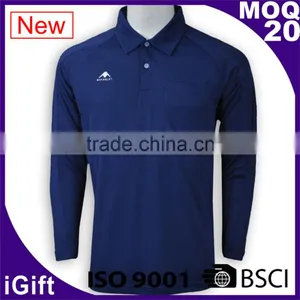 Blue Color Workwear Polo Long Sleeve Shirt Sport Dry Fit Polyester thumbnail-1
