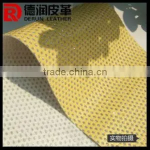 2013 Fashion DERUN Punching Glitter Leather Fabric for Bags With High Quality thumbnail-1