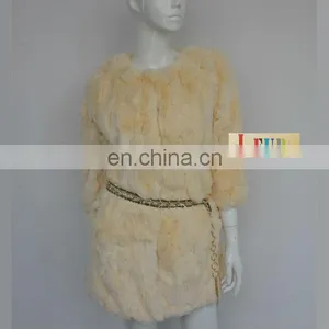 Genuine Luxury Real Long Rabbit Fur Winter Coats thumbnail-1