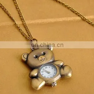 New Fashion Cute Pocket Watch Little Bear Pendant Necklace Women Dress Quartz Watches Gift thumbnail-6