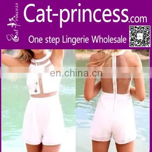 Unique T-straps Sexy Backless White Short Jumpsuit 2015 thumbnail-1