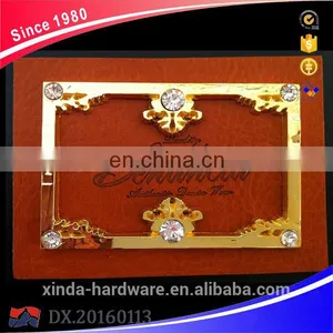 Fashion Jeans Label, Denim Leather Label With Rhinestones, PU Label With Metal thumbnail-3