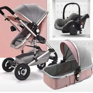 Luxury High Landscape Safe Baby Stroller 3 in 1 Aluminum Alloy Frame Cotton Canopy Stroller Baby Pram thumbnail-1