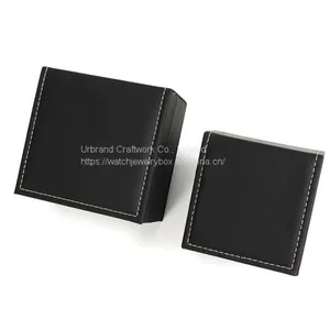 Wholesale Elegant Rectangle Small Black Leather Custom Luxury Watch Packaging Box Gift Box With Custom Logo on Sale thumbnail-2