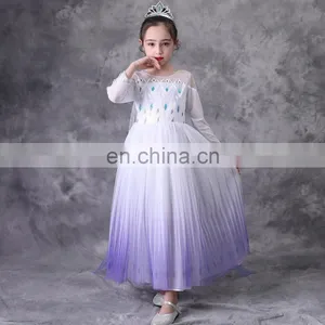 Snow Queen 2 Dress for Girls Formal Birthday Frock Sequins Cloak Kids Party Dress Elsa Dress Magic Wand Cosplay Princess Costume thumbnail-1