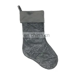 Wholesale Decorative Faux Burn Out Paisley Red Christmas Socking for Christmas thumbnail-3