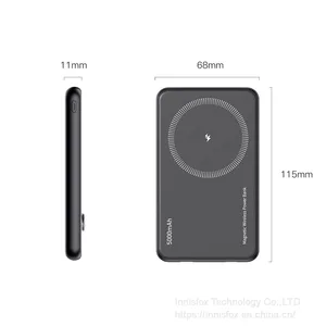Innisfox Portable Credit Card Qi Pd 18w 15w Powerbank 5000mAh Magnetic Wireless Power Bank 18w for IPhone 12 thumbnail-5