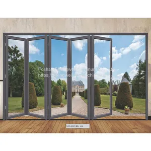 Gouble Glass Patio Accordion Aluminum Alloy Frame Folding Door With Insect Screen thumbnail-4