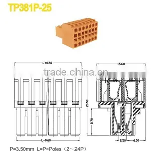 Termin Block 3.50mm 300V 8A Double Levels Plug In Terminal Block Connector 2*2P - 24*2P thumbnail-2