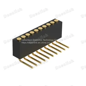 Dnenlink 1.27mm Pitch Single Row H4.0mm Plane Contact Right AngleFemale Header DIP Type PogoPin Header thumbnail-4
