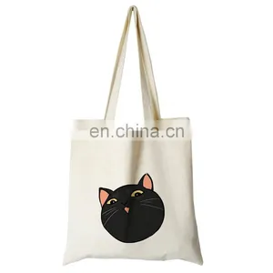Custom Print Canvas Cute Cat Travel Tote Reusable Hand Bags for Women thumbnail-1