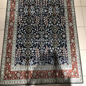Yamei Lagend Royal Blue Color Handmade Silk Persian Rug and Tapestry for Sale thumbnail-3
