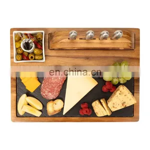 Wholesale High Quality Restaurant Rectangle Bamboo Cheese Cutting Board And Knife Set thumbnail-1