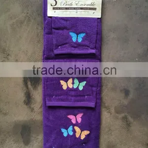 3PCS EMBROIDERY FACTORY WHOLESALE TOWEL SET FROM CHINA thumbnail-1
