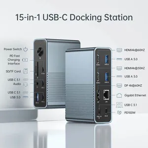 15-in-1 4K 60Hz USB C Desktop Docking Station for Laptop & PC thumbnail-4