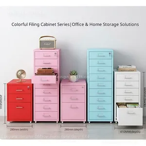 Secure Student Dormitory Bedside Cabinet With Lock | Compact 5 Drawer Metal Storage Tower for Personal Items thumbnail-2