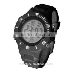 LP1364 Cool Black Color Rotating Bezel Plastic Chronograph Digital Watch thumbnail-3