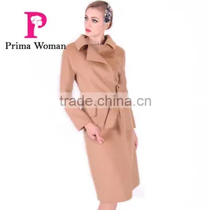 2016 New Design Fashion Women Length Slim Fit Wool Coat With Belt thumbnail-1