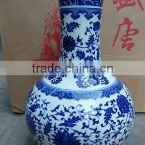 Antique Porcelain Blue and White Painting Flower Vase thumbnail-1