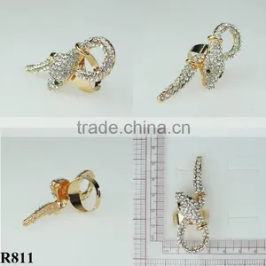 Alloy Snake Ring Rhinestone Plated Gold Ring R811 thumbnail-2