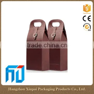 New Design Portable 2 Bottle Leather Wine Carrier thumbnail-1