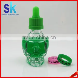 30ml Clear Skull Bottles With the Black Dropper Cap thumbnail-1