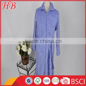3D Embossed Coral Fleece Zip Bathrobe thumbnail-4