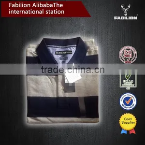 High Quality Classic Mens 100% Cotton Yarn Dyed Stripe Rugby Style for Polo Shirt Design thumbnail-5