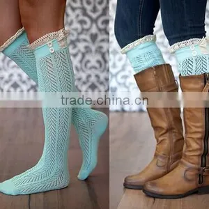 Women Girls Leg Warmers Elastic Lace Leg Warmers Hollow Design Lace Boot Socks Wholesale thumbnail-1