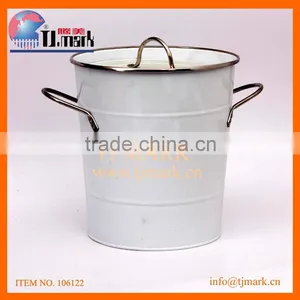 METAL BUCKET WITH LID &2 SHORT RING HANDLES thumbnail-2