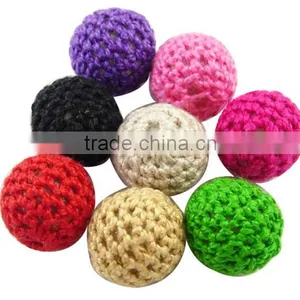 16mm Handmade Wool Wrapped Acrylic Beads Crochet Ball Beads(WA001Y-M) thumbnail-1