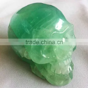 Natural Semi-precious Gemstone Green Fluorite Skull thumbnail-2